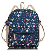 Lychee Bags Canvas Blue Floral Printed Backpack