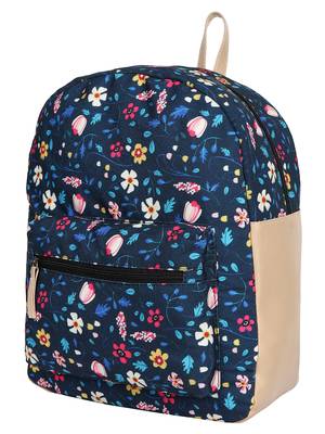 Lychee Bags Canvas Blue Floral Printed Backpack 2