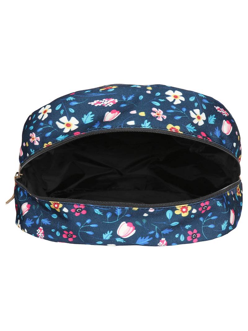 Lychee Bags Canvas Blue Floral Printed Backpack