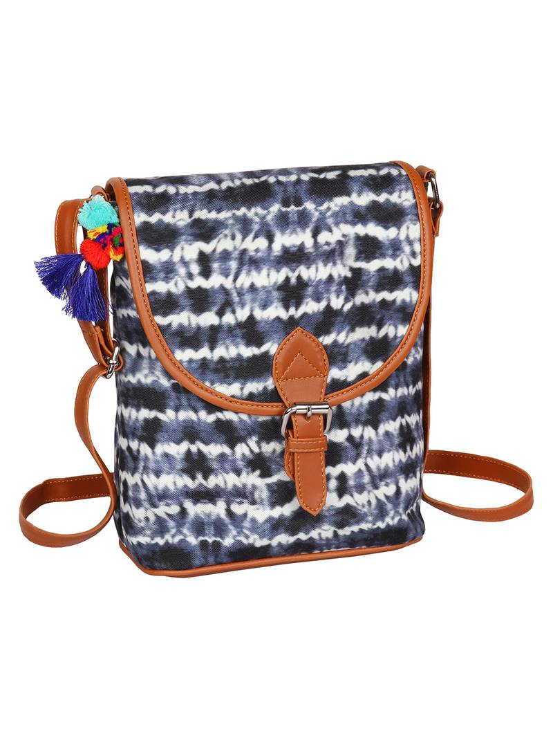 Mirraw Lychee Sling Bags Lychee Bags Canvas Blue Cathy Sling Bag