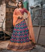 Stunning Blue And Purple Embroidered Designer Lehenga Choli For Wedding
