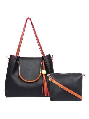 Lychee Bags Womens Lyla Black Pu Shoulder Bag With Inner Sling Bag 1