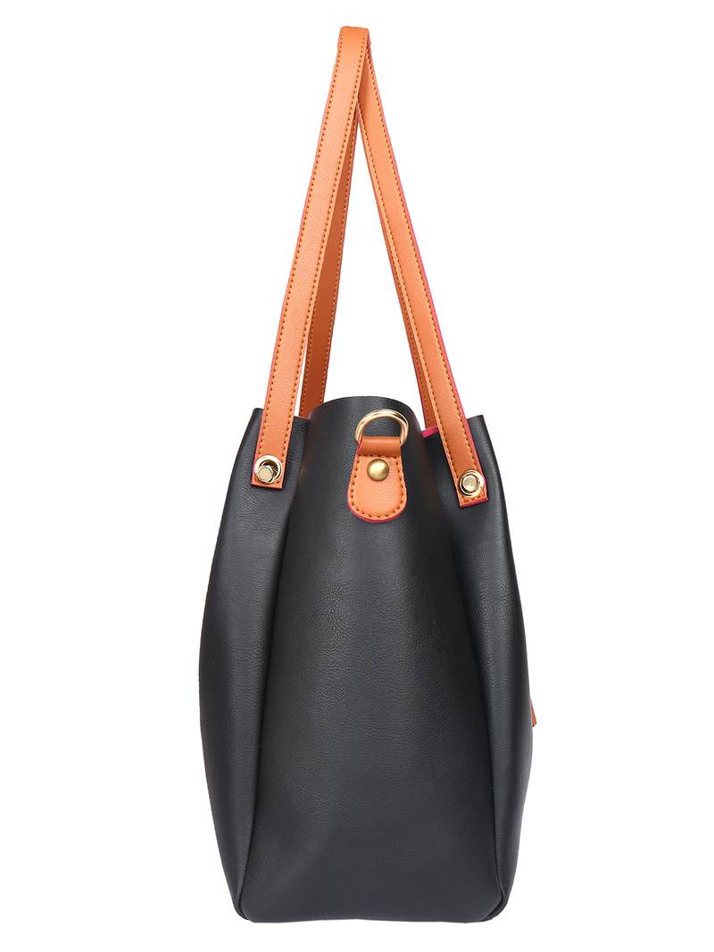 Lychee Bags Womens Lyla Black Pu Shoulder Bag With Inner Sling Bag