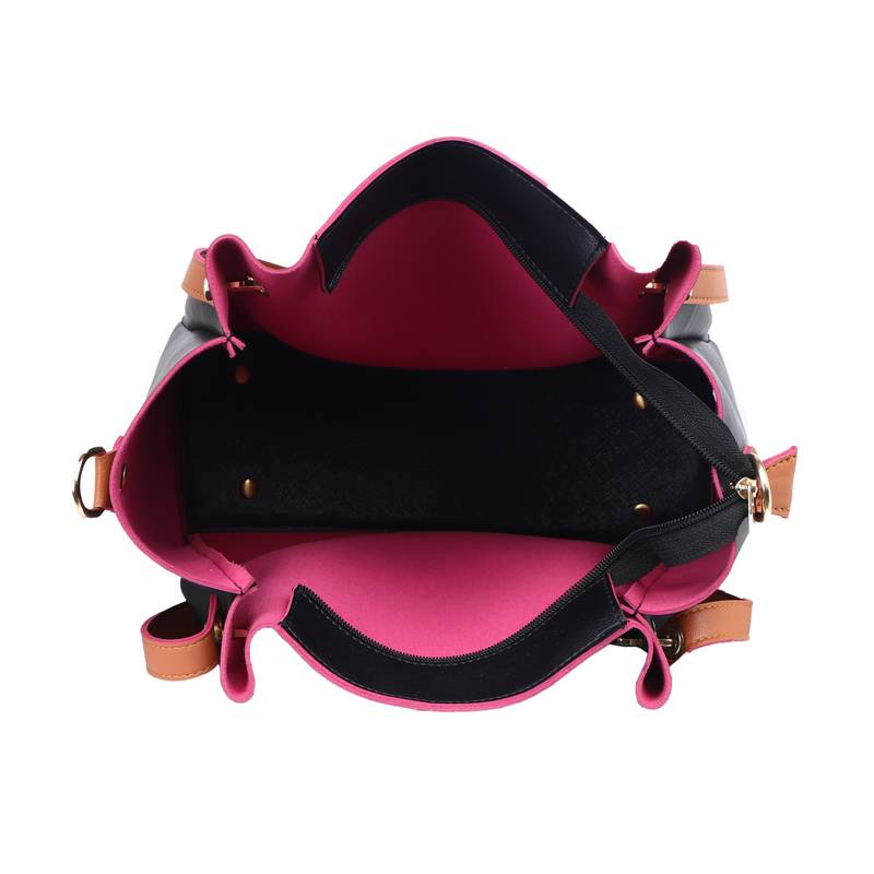 Lychee Bags Womens Lyla Black Pu Shoulder Bag With Inner Sling Bag