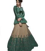 Green Thread Embroidery Net Semi Stitched Lehenga