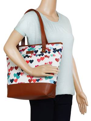 Lychee Bags Canvas multicolor Heart Printed  Shopper Bag 5