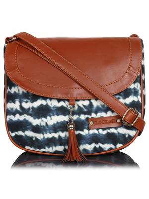 Lychee Bags Canvas Blue Printed Sling Bag 1