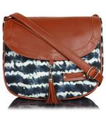 Lychee Bags Canvas Blue Printed Sling Bag