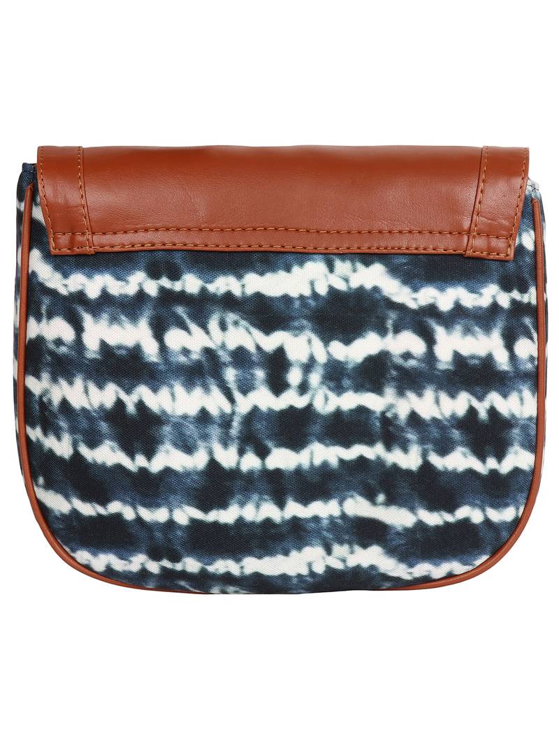 Lychee Bags Canvas Blue Printed Sling Bag