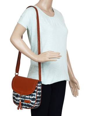 Lychee Bags Canvas Blue Printed Sling Bag 5