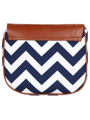 Lychee Bags Canvas Blue Zig-Zag Printed Sling Bag 3
