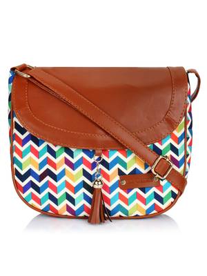 Lychee Bags Canvas Multicolor Zig-Zag Printed Sling Bag 1