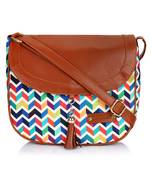 Lychee Bags Canvas Multicolor Zig-Zag Printed Sling Bag