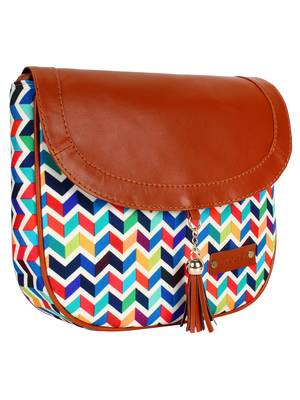 Lychee Bags Canvas Multicolor Zig-Zag Printed Sling Bag 2