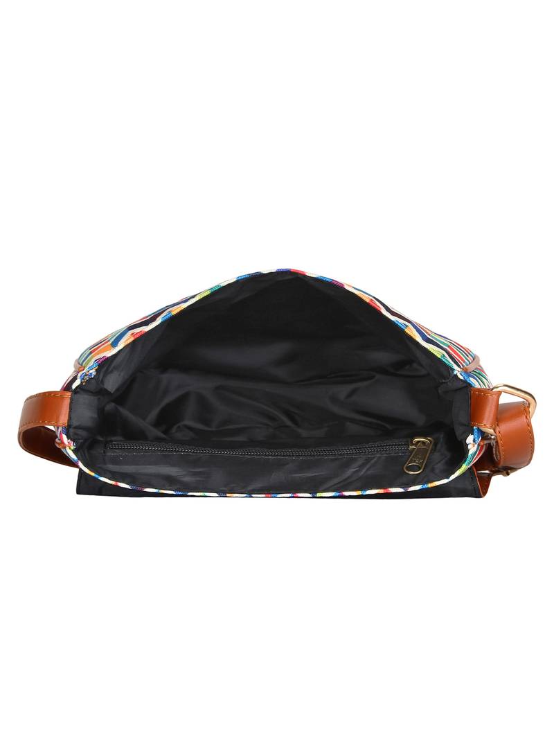 Lychee Bags Canvas Multicolor Zig-Zag Printed Sling Bag