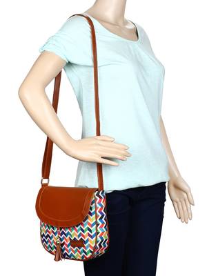 Lychee Bags Canvas Multicolor Zig-Zag Printed Sling Bag 5