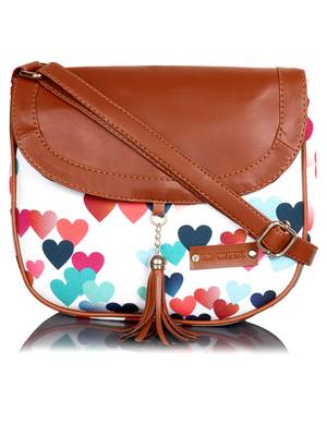 Lychee Bags Canvas Multicolor Heart Printed Sling Bag 1