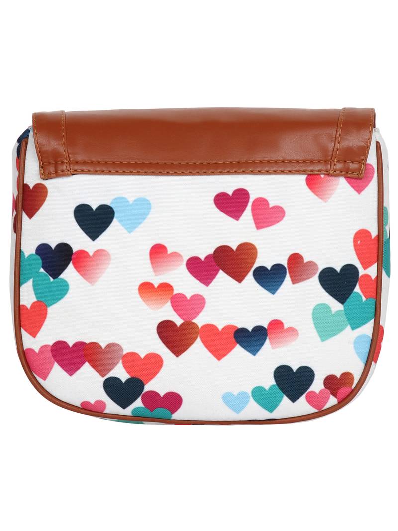 Lychee Bags Canvas Multicolor Heart Printed Sling Bag