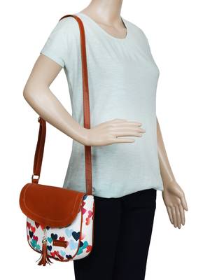 Lychee Bags Canvas Multicolor Heart Printed Sling Bag 5