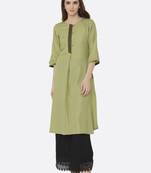 Light-green plain polyester kurta sets