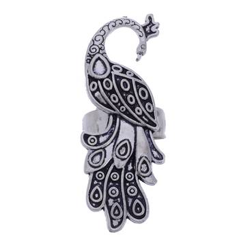 Oxidized Peacock Design Ring For Summer Outfit 1