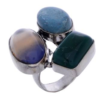 Multicolour Gem Stone German Silver  Ring 1