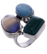Multicolour Gem Stone German Silver  Ring