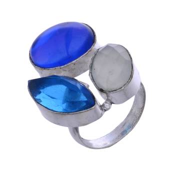 Multicolour Gem Stone German Silver  Ring 1