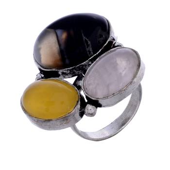 Multicolour Gem Stone German Silver  Ring 1