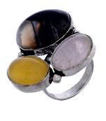 Multicolour Gem Stone German Silver  Ring