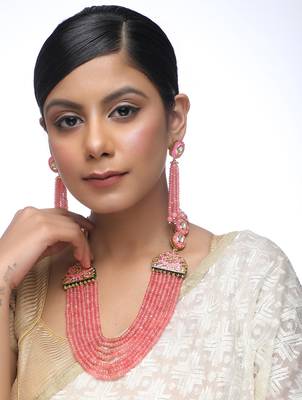 Pink Neckpiece With Earrings 1