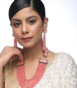 Pink Neckpiece With Earrings