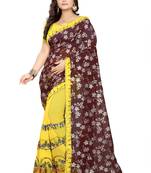 Brown Embroidered Georgette Saree With Blouse
