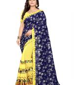 Blue Embroidered Georgette Saree With Blouse