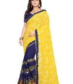 Yellow Embroidered Georgette Saree With Blouse