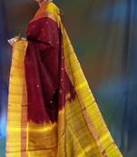 Chocolate hand woven silk saree with blouse