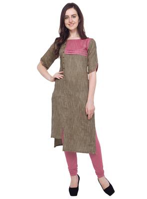 Coffee plain cotton kurti 1