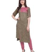Coffee plain cotton kurti