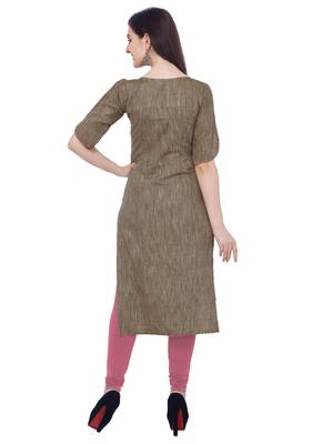 Coffee plain cotton kurti 3