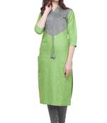 Light-green plain cotton kurti