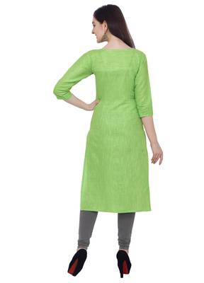 Light-green plain cotton kurti 3