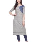 Light-grey plain cotton kurti