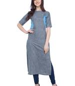 Grey plain cotton kurti