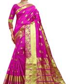 Magenta woven cotton silk saree with blouse