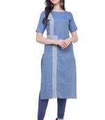 Light-blue plain cotton kurti