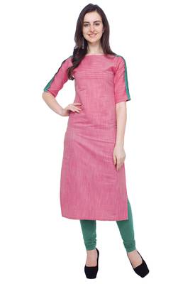 Pink plain cotton kurti 1