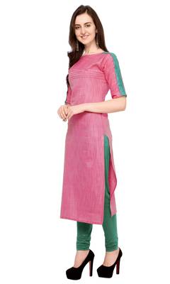 Pink plain cotton kurti 2