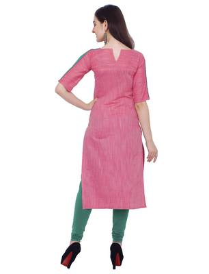 Pink plain cotton kurti 3