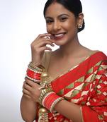 Red Chuda With Kundan Bangles & Heavy Pearl Kaliree