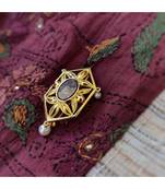 Gold plated Phulwar Brooch with wood and pearls